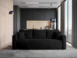 Meble Dla Dzieci|Meble Młodzieżowe></noscript>BROMARKT Czarna sofa z funkcją spania do salonu TOP pojemnik na pościel sztruks