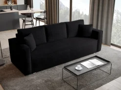 Meble Dla Dzieci|Meble Młodzieżowe></noscript>BROMARKT Czarna sofa z funkcją spania do salonu TOP pojemnik na pościel sztruks