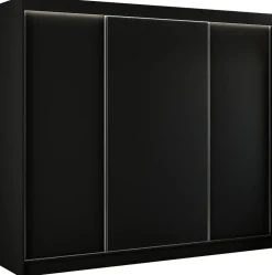 Zestawy Mebli Do Przedpokoju|Szafy Trzydrzwiowe>Arton Czarna szafa przesuwna 250 cm z drążkami i półkami BRANDON czarny