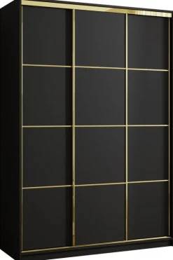 Szafy Trzydrzwiowe|Szafy Przesuwne>BROMARKT Czarna szafa przesuwna do przedpokoju 150 cm GOLD NEW czarny