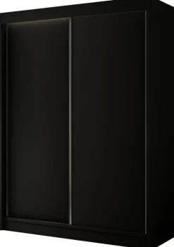 Zestawy Mebli Do Przedpokoju|Szafy Dwudrzwiowe>Arton Czarna szafa przesuwna do sypialni 150 cm z półkami BRANDON czarny
