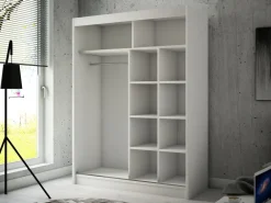 Szafy Przesuwne|Zestawy Mebli Do Przedpokoju>Arton Czarna szafa przesuwna z lustrem i półkami 150 cm HALTON czarny