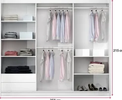 Szafy Dwudrzwiowe|Szafy Z Lustrem></noscript>Stolar Czarna szafa przesuwna z lustrem i drążkami 250 cm VASCO czarny