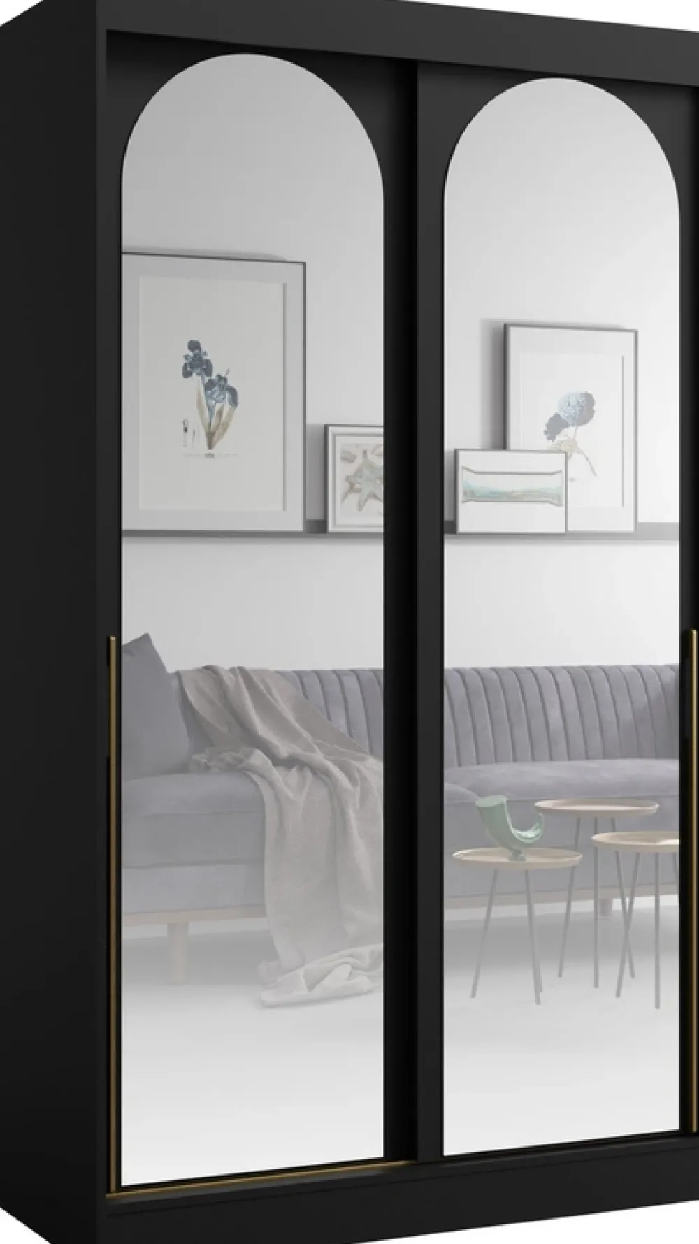 Szafy Dwudrzwiowe|Szafy Do Przedpokoju>JUREK Czarna szafa przesuwna z lustrami 120 cm drzwi przesuwne złote uchwyty MORIN czarny
