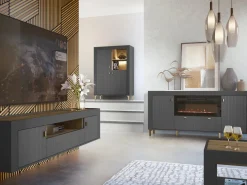 Zestawy Mebli Do Sypialni|Zestawy Mebli Do Salonu></noscript>DOLMAR Czarna szafa trzydrzwiowa 137 cm z półkami i drążkiem MISTY czarny