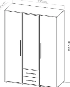 Zestawy Mebli Do Sypialni|Szafy Trzydrzwiowe></noscript>GiB Meble Czarna szafa trzydrzwiowa z lustrem 150 cm do sypialni MAXIDO czarny