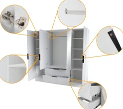 Szafy Otwierane|Szafy Z Lustrem></noscript>Arton Czarna szafa uchylna 200 cm do sypialni z półkami NEXUS czarny