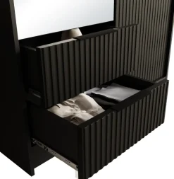 Szafy Otwierane|Szafy Z Lustrem></noscript>Arton Czarna szafa uchylna 200 cm do sypialni z półkami NEXUS czarny