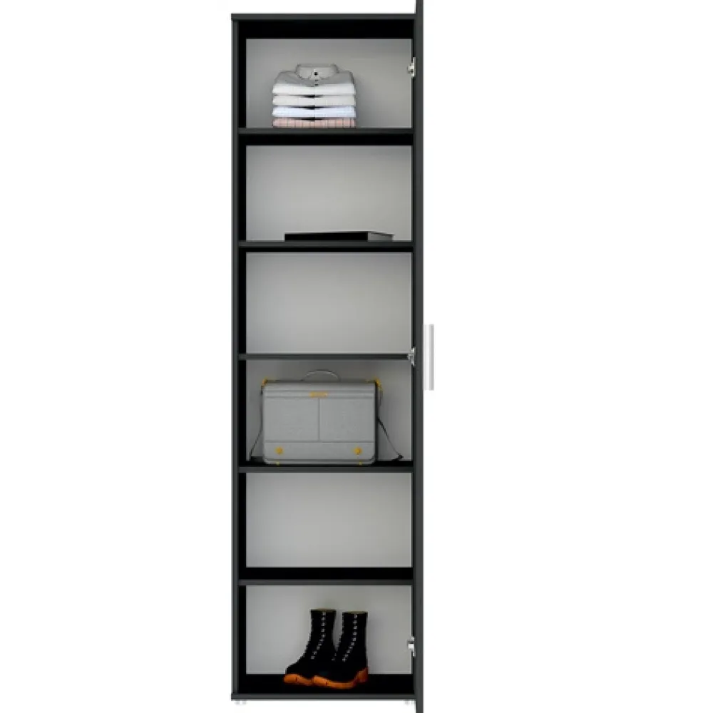 Meble Młodzieżowe|Zestawy Mebli Do Przedpokoju>INTER MEBLE Czarna szafa uchylna do salonu z półkami KONTI czarny