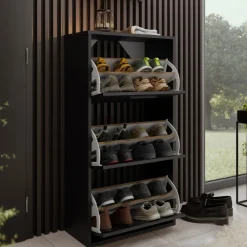 Szafki Na Buty|Garderoby>KIER Czarna szafka na buty 59 cm do przedpokoju stojąca ANVER czarny