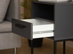 Szafki Nocne></noscript>INTER MEBLE Czarna szafka nocna 60 cm do sypialni COTTA czarny