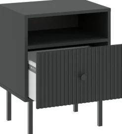 Zestawy Mebli Do Salonu|Szafki Nocne>INTER MEBLE Czarna szafka nocna do sypialni z szufladą VALTEO czarny