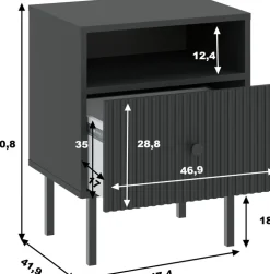 Zestawy Mebli Do Salonu|Szafki Nocne></noscript>INTER MEBLE Czarna szafka nocna do sypialni z szufladą VALTEO czarny