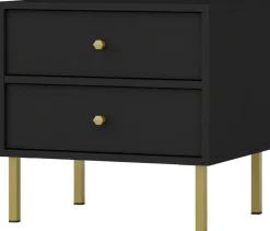 Szafki Nocne>Lempert Czarna szafka nocna z szufladami 52 cm TOKEN czarny grafit