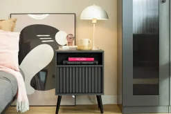 Meble Dla Dzieci|Zestawy Mebli Do Salonu>INTER MEBLE Czarna szafka nocna z szufladą na nóżkach BELLUNO antracyt