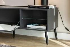 Szafki Rtv></noscript>INTER MEBLE Czarna szafka pod telewizor RTV 135 cm na nóżkach BELLUNO antracyt