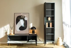 Szafki Rtv></noscript>INTER MEBLE Czarna szafka pod telewizor RTV 135 cm na nóżkach BELLUNO antracyt