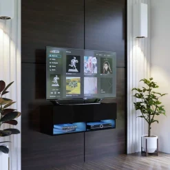 Zestawy Mebli Do Salonu|Szafki Rtv></noscript>BROMARKT Czarna szafka pod telewizor 105 cm QUAD czarny