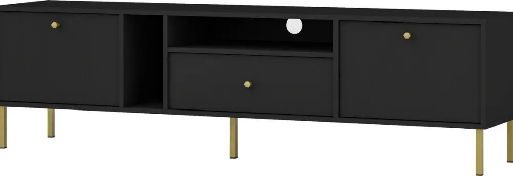 Szafki Rtv>Lempert Czarna szafka pod telewizor 180 cm RTV 180 cm TOKEN czarny grafit