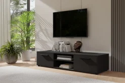 Zestawy Mebli Do Sypialni|Szafki Rtv></noscript>GiB Meble Czarna szafka RTV 190 cm do salonu MAXIDO czarny