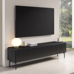 Zestawy Mebli Do Salonu|Szafki Rtv>LASKI Czarna szafka RTV 195 cm do salonu MEZZO czarny