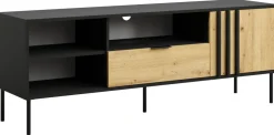 Zestawy Mebli Do Salonu|Szafki Rtv>MEBLOSIEK Czarna szafka RTV 160 cm do salonu nowoczesna RUSTICA