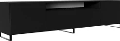 Szafki Rtv>Arton Czarna szafka RTV nowoczesna 200 cm na nóżkach LANTOS czarny