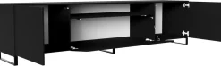Szafki Rtv>Arton Czarna szafka RTV nowoczesna 200 cm na nóżkach LANTOS czarny