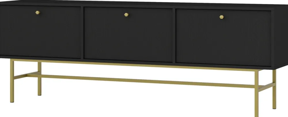 Szafki Rtv>Lempert Czarna szafka RTV pod telewizor 180 cm do salonu TOKEN czarny grafit