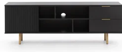 Zestawy Mebli Do Salonu|Szafki Rtv>GiB Meble Czarna szafka RTV ryflowana w stylu nowoczesnym 150 cm NAMASTE