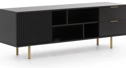 Zestawy Mebli Do Salonu|Szafki Rtv></noscript>GiB Meble Czarna szafka RTV ryflowana w stylu nowoczesnym 150 cm NAMASTE