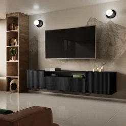 Szafki Rtv>Arton Czarna szafka RTV wisząca nowoczesna z półkami TAVIO do salonu czarny