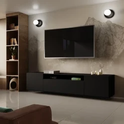 Szafki Rtv></noscript>Arton Czarna szafka RTV wisząca 200 cm nowoczesna LANTOS do salonu czarny