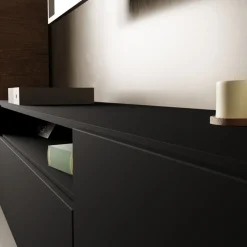 Szafki Rtv></noscript>Arton Czarna szafka RTV wisząca 200 cm nowoczesna LANTOS do salonu czarny