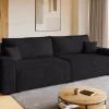 Kanapy I Sofy>BROMARKT Czarna sztruksowa kanapa z funkcją spania i pojemnikiem na pościel ADI
