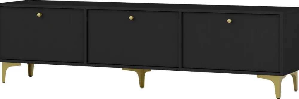 Szafki Rtv>Lempert Czarna trzydrzwiowa szafka pod telewizor RTV TOKEN 120 cm czarny grafit