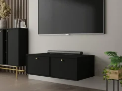 Szafki Rtv></noscript>Lempert Czarna wisząca szafka RTV z szufladą pod telewizor 180 cm TOKEN czarny grafit