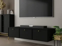 Szafki Rtv></noscript>Lempert Czarna wisząca szafka RTV z szufladą pod telewizor 180 cm TOKEN czarny grafit