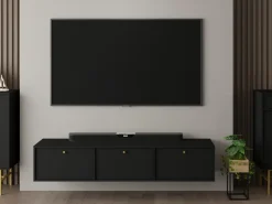 Szafki Rtv></noscript>Lempert Czarna wisząca szafka RTV z szufladą pod telewizor 180 cm TOKEN czarny grafit