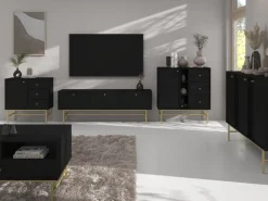 Witryny></noscript>Lempert Czarna witryna do salonu 52 cm TOKEN czarny grafit