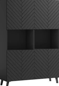 Komody>BRATEX Czarna wysoka komoda nowoczesna do salonu 120 cm PUNES czarny