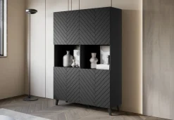 Komody></noscript>BRATEX Czarna wysoka komoda nowoczesna do salonu 120 cm PUNES czarny