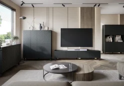 Komody></noscript>BRATEX Czarna wysoka komoda nowoczesna do salonu 120 cm PUNES czarny