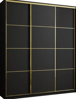 Szafy Trzydrzwiowe|Szafy Przesuwne>BROMARKT Czarna wysoka szafa przesuwna 200 cm GOLD NEW MAX czarny
