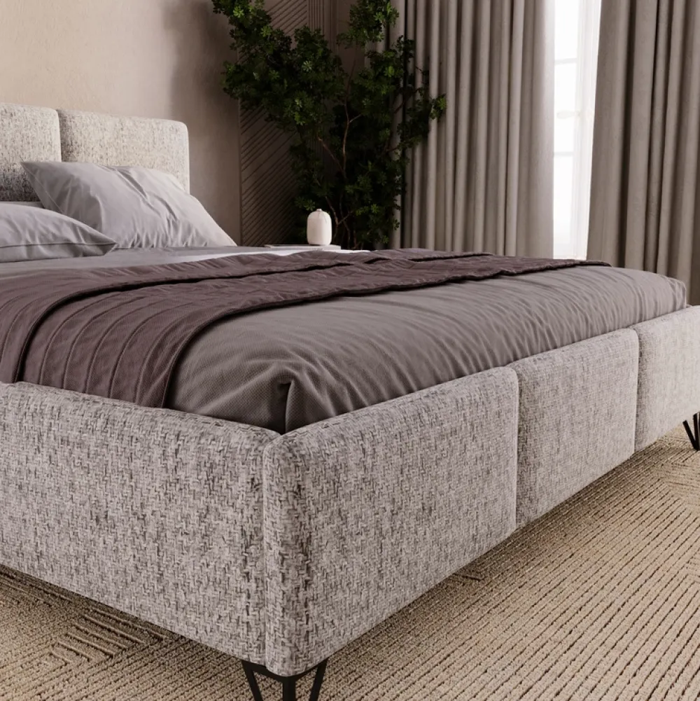 Łóżka Kontynentalne|Łóżka Małżeńskie>UNISTYL MEBLE Czarne łóżko do sypialni LORIO 200x200 cm z pojemnikiem na pościel