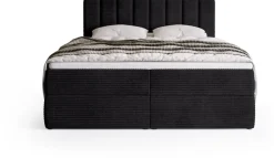 Łóżka Małżeńskie|Łóżka Ze Stelażem></noscript>BROMARKT Czarne łóżko kontynentalne do sypialni 160x200 cm DENVER sztruks