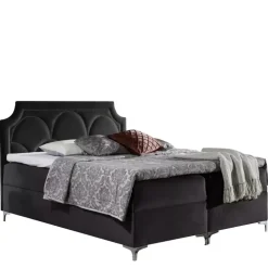 Łóżka Na Nóżkach|Łóżka Z Pojemnikiem>Gruszka Czarne łóżko kontynentalne 200x200 CYPRIAN