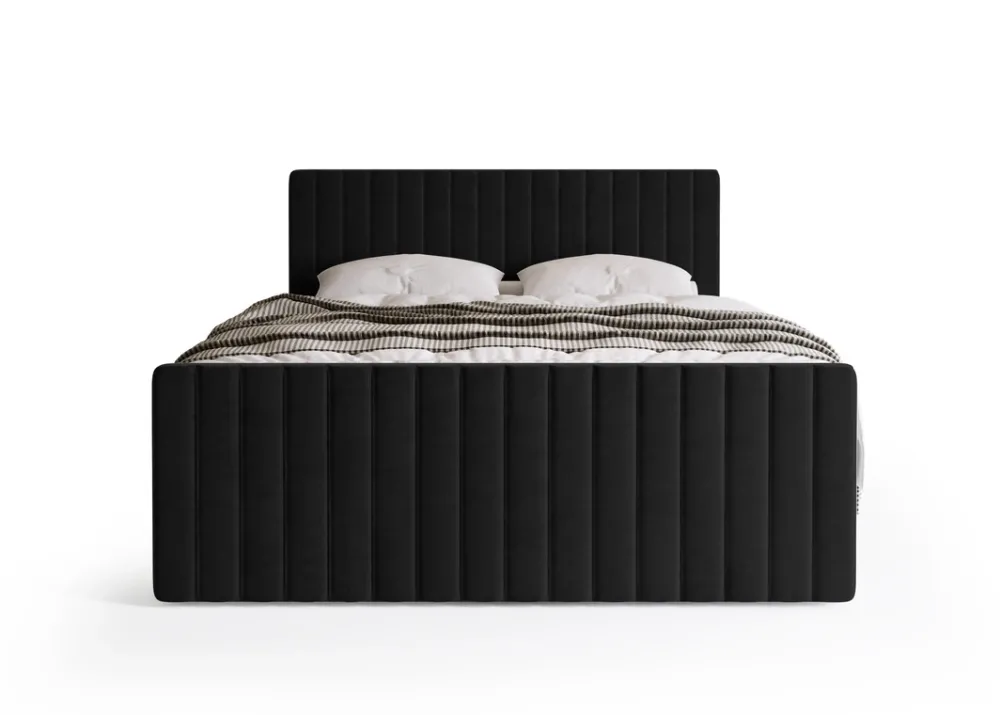 Łóżka Małżeńskie|Łóżka Ze Stelażem>BROMARKT Czarne łóżko kontynentalne 180x200 cm z pojemnikiem na pościel DREAM DUO