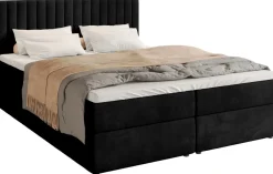 Łóżka Małżeńskie|Łóżka Ze Stelażem>BROMARKT Czarne łóżko kontynentalne 180x200 cm z pojemnikiem na pościel DREAM
