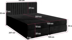 Łóżka Małżeńskie|Łóżka Ze Stelażem></noscript>BROMARKT Czarne łóżko kontynentalne 180x200 cm z pojemnikiem na pościel DREAM